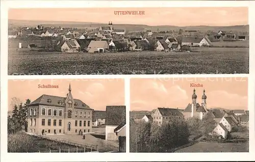 Uttenweiler Gesamtansicht Kirche Schulhaus Kat. Uttenweiler