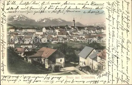 Traunstein Oberbayern Stadtbild mit Alpenpanorama Kat. Traunstein