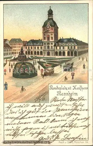 Mannheim Paradeplatz mit Kaufhaus Kuenstlerkarte Hellmann Kat. Mannheim