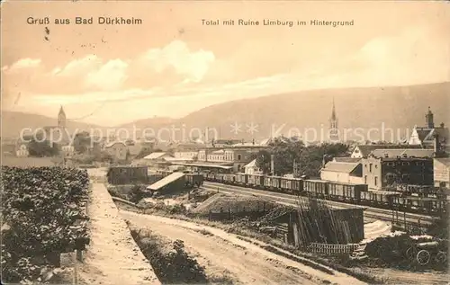 Bad Duerkheim Totalansicht mit Ruine Limburg Eisenbahn Kat. Bad Duerkheim