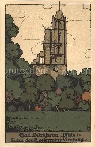 Bad Duerkheim Turm der Klosterruine Limburg Kuenstler Stein Zeichnung Kat. Bad Duerkheim