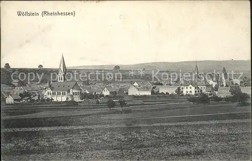 Woellstein Rheinhessen Ortsansicht mit Kirche Kat. Woellstein