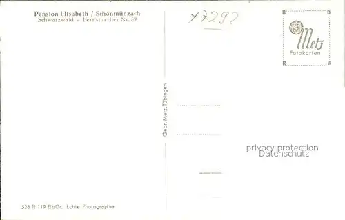 Schoenmuenzach Pension Elisabeth Luftkurort Schwarzwald Kat. Baiersbronn