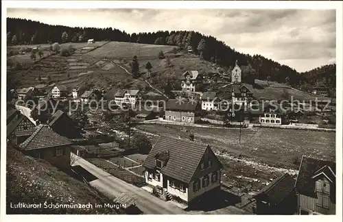 Schoenmuenzach Ortsansicht mit Kirche Luftkurort Murgtal Schwarzwald Kat. Baiersbronn