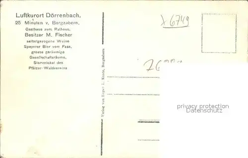 Doerrenbach Pfalz Fachwerkhaus Gasthaus Luftkurort Kat. Doerrenbach