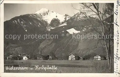 Mietenkam Chiemgau Ortsansicht mit Hochplatte Chiemgauer Alpen Kat. Grassau