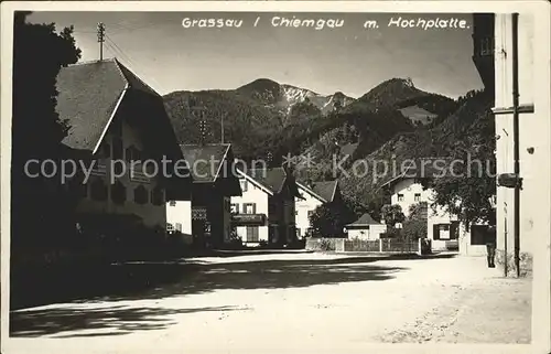 Grassau Chiemgau Dorfstrasse mit Hochplatte Chiemgauer Alpen Bahnpost Kat. Grassau