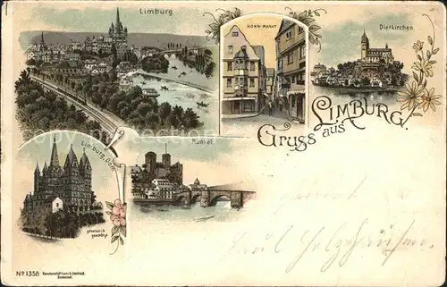 Limburg Lahn Stadtbild mit Dom Eisenbahn Kornmarkt Dietkirchen Runkel Bruecke Kat. Limburg a.d. Lahn