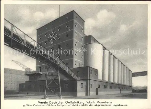 Mannheim Verein Deutscher Oelfabriken Fabrik Silobau Kat. Mannheim
