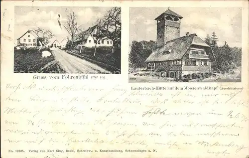 Fohrenbuehl Dorfstrasse Lauterbach Huette Moosenwaldkapf Aussichtsturm Kat. Lauterbach