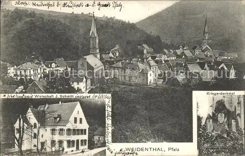 Weidenthal Pfalz Ortsansicht mit Kirche Kriegerdenkmal Wirtschaft Kat. Weidenthal