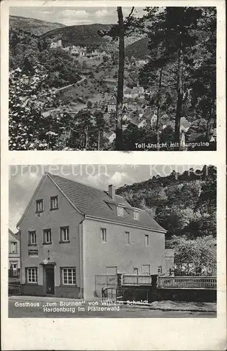 Hardenburg Teilansicht mit Burgruine Gasthaus Zum Brunnen Pfaelzerwald Kat. Bad Duerkheim