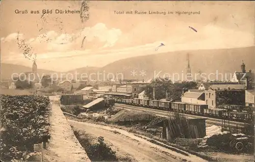 Bad Duerkheim Totalansicht mit Klosterruine Limburg im Hintergrund Eisenbahn Kat. Bad Duerkheim