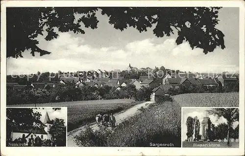 Sargenroth Gesamtansicht Ochsenkarren Nunkirche Bismarckturm  Kat. Sargenroth