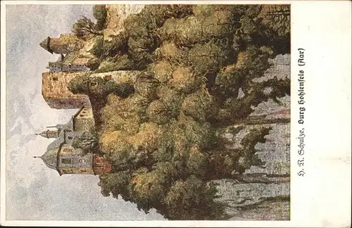 Mudershausen Burg Hohlenfels Kuenstlerkarte H. R. Schulze / Mudershausen /Rhein-Lahn-Kreis LKR