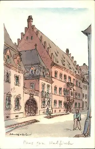 Freiburg Breisgau Haus zum Walfisch Zeichnung Kat. Freiburg im Breisgau