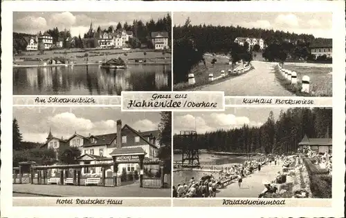Hahnenklee Bockswiese Harz Schwanenteich Kurhaus Bockswiese Hotel Deutsches Haus Waldschwimmbad Kat. Goslar