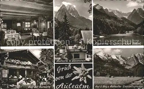 Garmisch Partenkirchen Aulealm Gaststaette Waxenstein Riessersee Zugspitzgruppe  Kat. Garmisch Partenkirchen