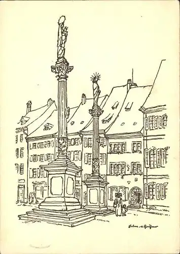 Freiburg Breisgau Am Muensterplatz Zeichnung Kat. Freiburg im Breisgau