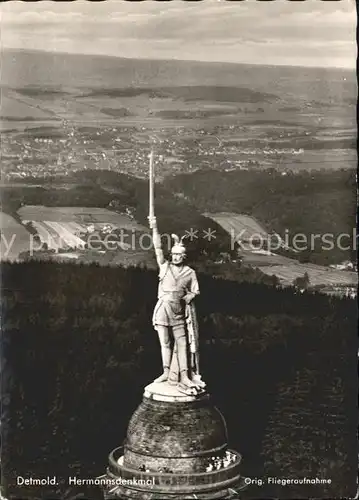 Detmold Hermannsdenkmal Fliegeraufnahme Kat. Detmold