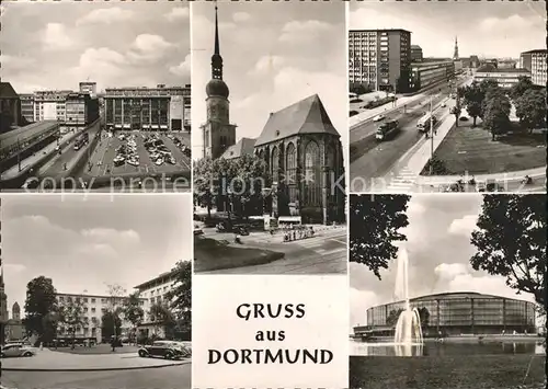 Dortmund Hansaplatz und Hansastr Hotel Roemischer Kaiser Reinoldikirche Stadthaus Westfalenhalle Kat. Dortmund