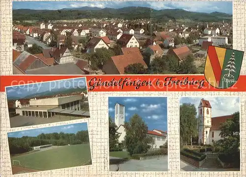 Gundelfingen Breisgau Panorama Turn und Festhalle Sportstadion Kath und Ev Kirche  Kat. Gundelfingen