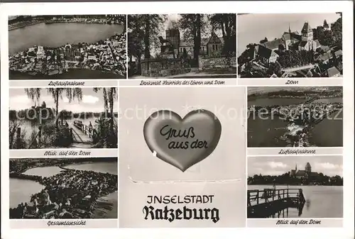 Ratzeburg %fa Denkmal Heinrichs des Loewen Dom Bootsanleger Gesamtansicht Kat. Ratzeburg