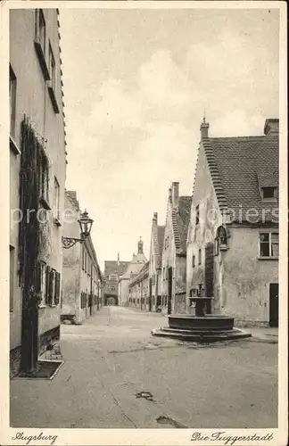 Augsburg Strassenpartie mit Brunnen Kat. Augsburg