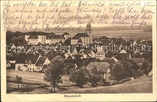 Messkirch Ortsansicht mit Kirche Kat. Messkirch