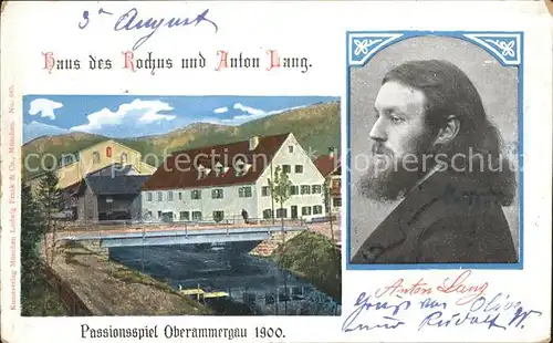 Oberammergau Anton Lang Portrait und Geburtshaus Kat. Oberammergau