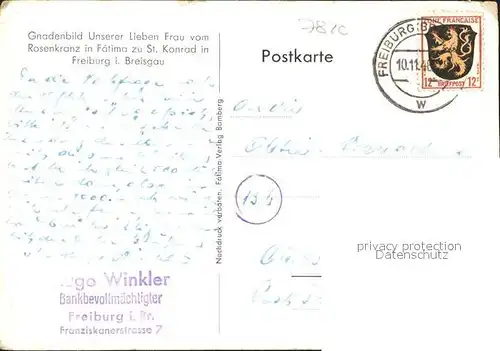 Freiburg Breisgau Gnadenbild UL Frau von Fatima zu St Konrad Kat. Freiburg im Breisgau