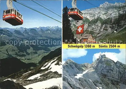 Schwaegalp Seilbahn Bergbahn Saentis Appenzeller Alpen Alpenpanorama Flaage Kat. Schwaegalp