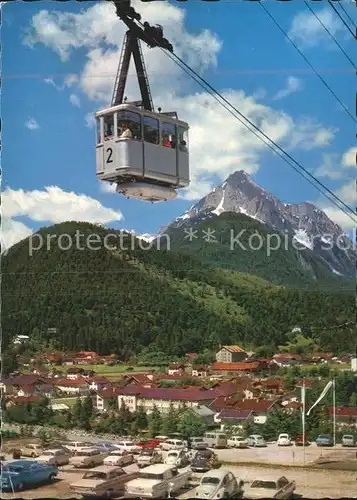 Mittenwald Bayern Karwendelbahn gegen Wettersteinspitze Bergbahn Kat. Mittenwald