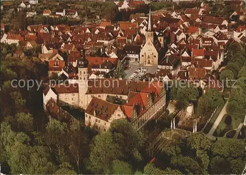 Weikersheim Schloss mit Marktplatz Fliegeraufnahme Kat. Weikersheim