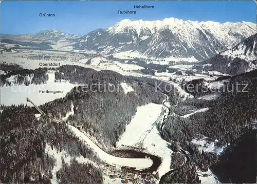 Oberstdorf Heini Klopfer Skiflugschanze Wintersportplatz Alpenpanorama Fliegeraufnahme Kat. Oberstdorf