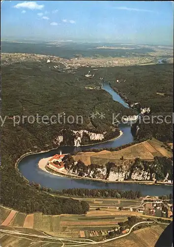 Kelheim Kloster Weltenburg mit Donaudurchbruch Befreiungshalle Fliegeraufnahme Kat. Kelheim Donau