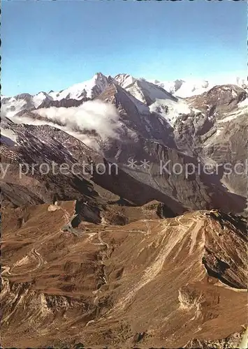 Grossglockner Hochalpenstrasse Edelweissspitze Fuschertoerl Fliegeraufnahme Kat. Heiligenblut