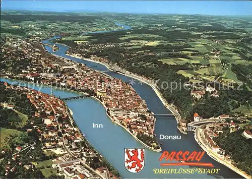 Passau Inn Donau Ilz Fliegeraufnahme Kat. Passau