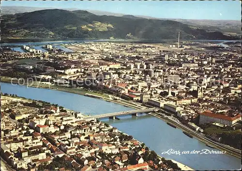 Linz Donau Fliegeraufnahme  Kat. Linz