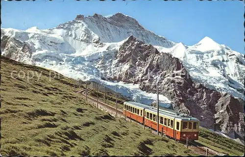 Jungfraubahn Bergbahn Kleine Scheidegg Jungfrau und Silberhorn Berner Alpen Kat. Jungfrau