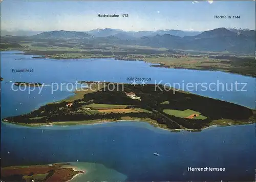 Herrenchiemsee Koenigsschloss Ludwig II Bayerische Alpen Fliegeraufnahme Kat. Chiemsee