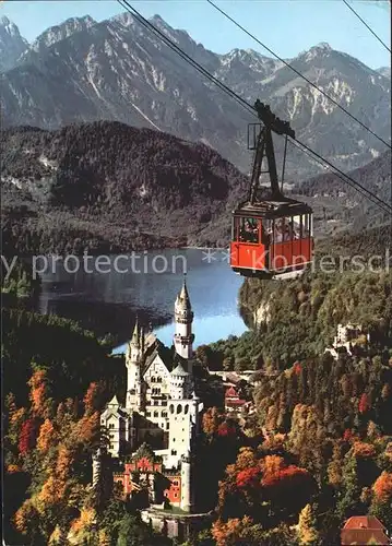 Schwangau Tegelbergbahn Koenigsschloesser Neuschwanstein Hohenschwangau Alpsee Tiroler Alpen Herbstimmung Kat. Schwangau