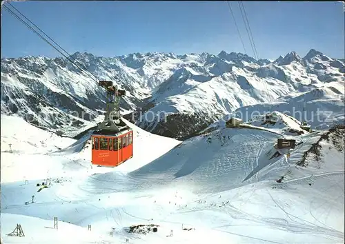Davos GR Luftseilbahn Weissfluhjoch Gipfel Parsennhuette Wintersportplatz Silvrettagruppe Piz Linard Kat. Davos