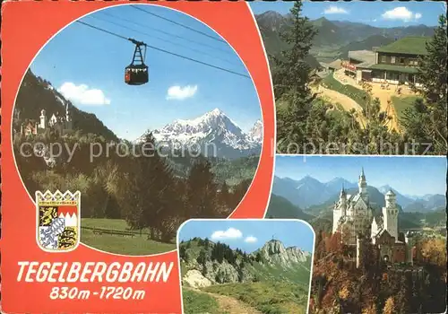 Schwangau Tegelbergbahn Koenigsschloss Neuschwanstein Berggasthof Wappen Kat. Schwangau