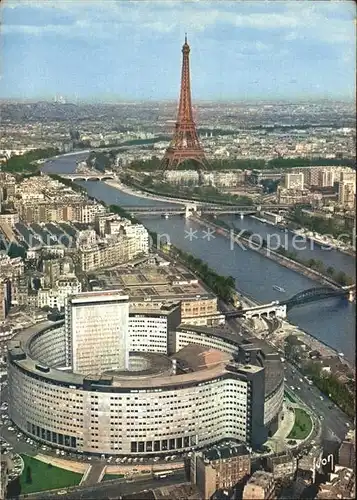 Paris Palais de la Radio La Seine et Tour Eiffel vue aerienne Kat. Paris