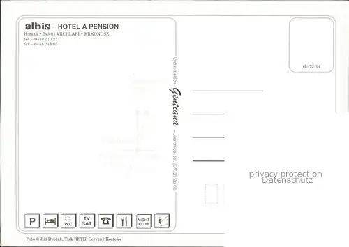 Vrchlabi Hotel Pension albis Kat. Hohenelbe