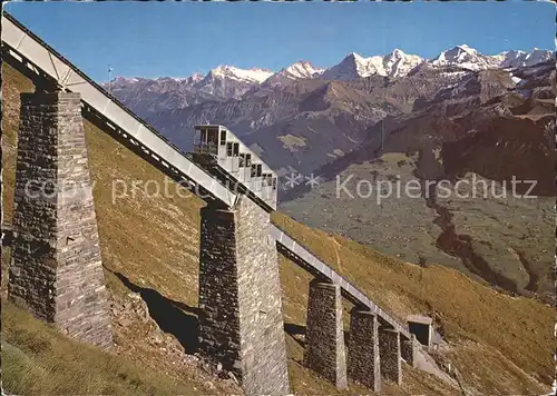 Niesen Niesenbahn Hegernalpviadukt Wetterhorn Schreckhorn Jungfraugruppe Berner Alpen Kat. Niesen