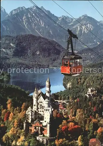 Schwangau Tegelbergbahn Koenigsschloesser Neuschwanstein Hohenschwangau Alpsee Tiroler Alpen Herbstimmung Kat. Schwangau