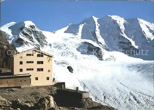 Diavolezza mit Piz Cambrena und Piz Palue Gletscher Berninagruppe Berghotel Kat. Diavolezza