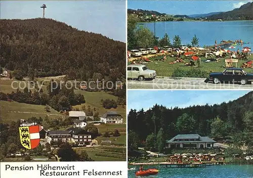 Keutschach See Pension Hoehenwirt Restaurant Felsennest Wappen Aussichtsturm Kat. Keutschach am See